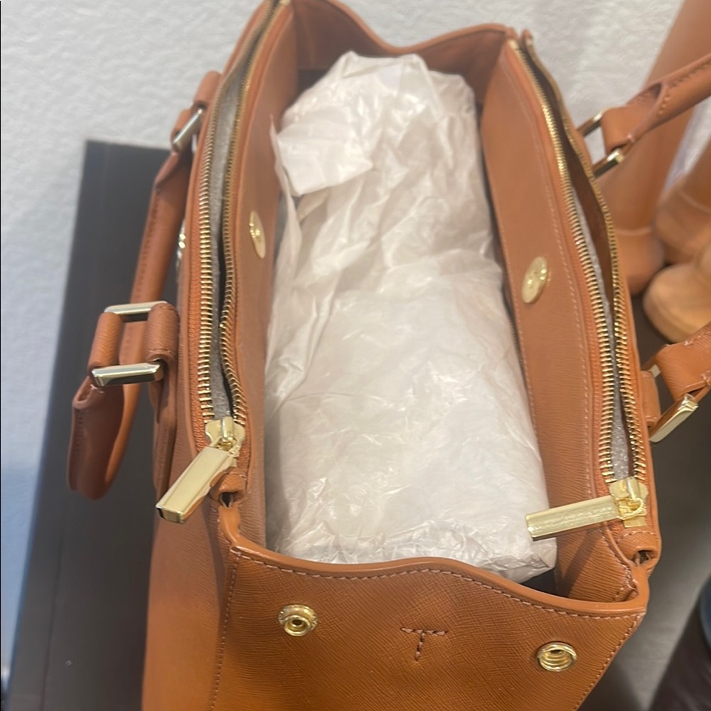 Tory Burch Tan Structured Leather Tote - Picture 2 of 8